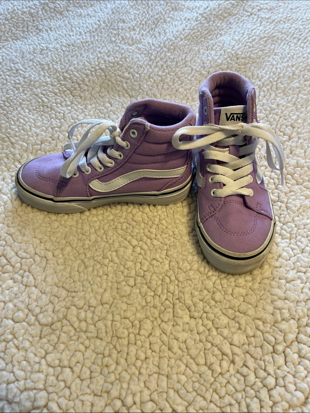Vans Kids Lavender High-Top Sneakers with White Stripe